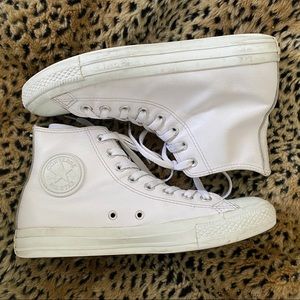 White Leather High Top Converse
